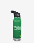 12oz (355ml) Kid's Classic Insulated Water Bottle with Flip Seal Sport Cap (Dino Skate Green)