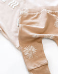 Palm Fan honey coloured printed leggings with elasticated waist by Bam Loves Boo