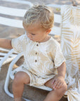 Hula Bamboo baby jumpsuit vintage palm leaves print