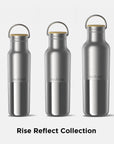 12oz (355ml) Rise Reflect Insulated Water Bottle with Bamboo Cap (Brushed Stainless)