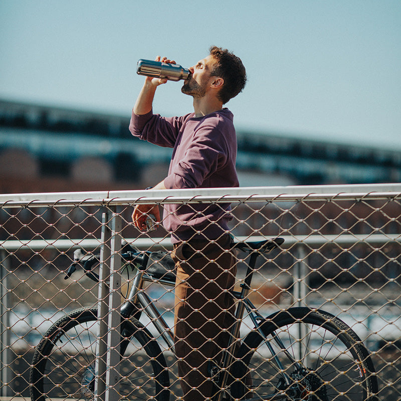 12oz (355ml) Rise Reflect Insulated Water Bottle with Bamboo Cap (Brushed Stainless)