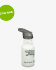 12 oz (355ml) Kid's Classic Water Bottle with Flip Seal Sport Cap (Dino Skate White)