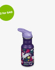 12 oz (355ml) Kid's Classic Water Bottle with Flip Seal Sport Cap (Leaping Unicorns Purple)