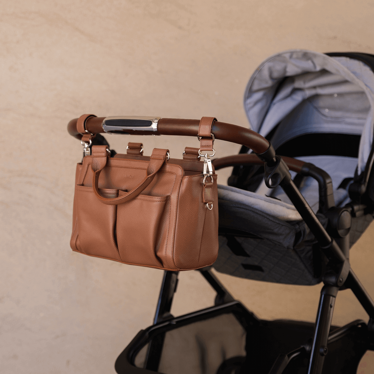 Amelia Pram Caddy - Pebbled Tan