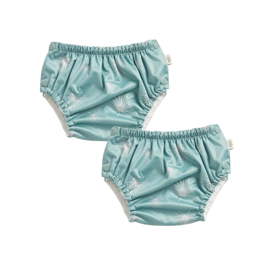 EcoNaps Reusable Swim Nappy 2 Pack - Aqua Palms- Small 4-7kg