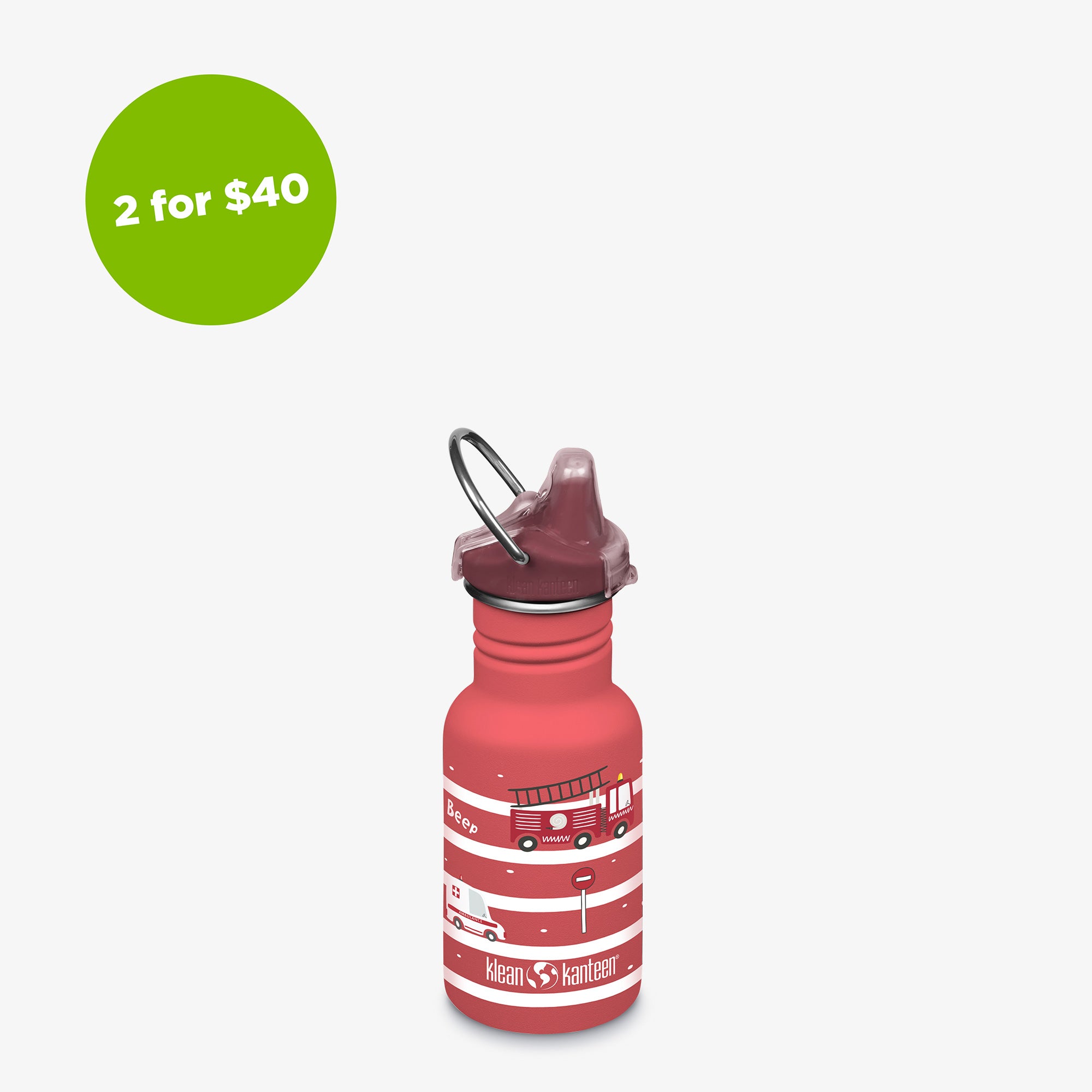 12oz (355ml) Kid's Classic Sippy Bottle (Fire Trucks)