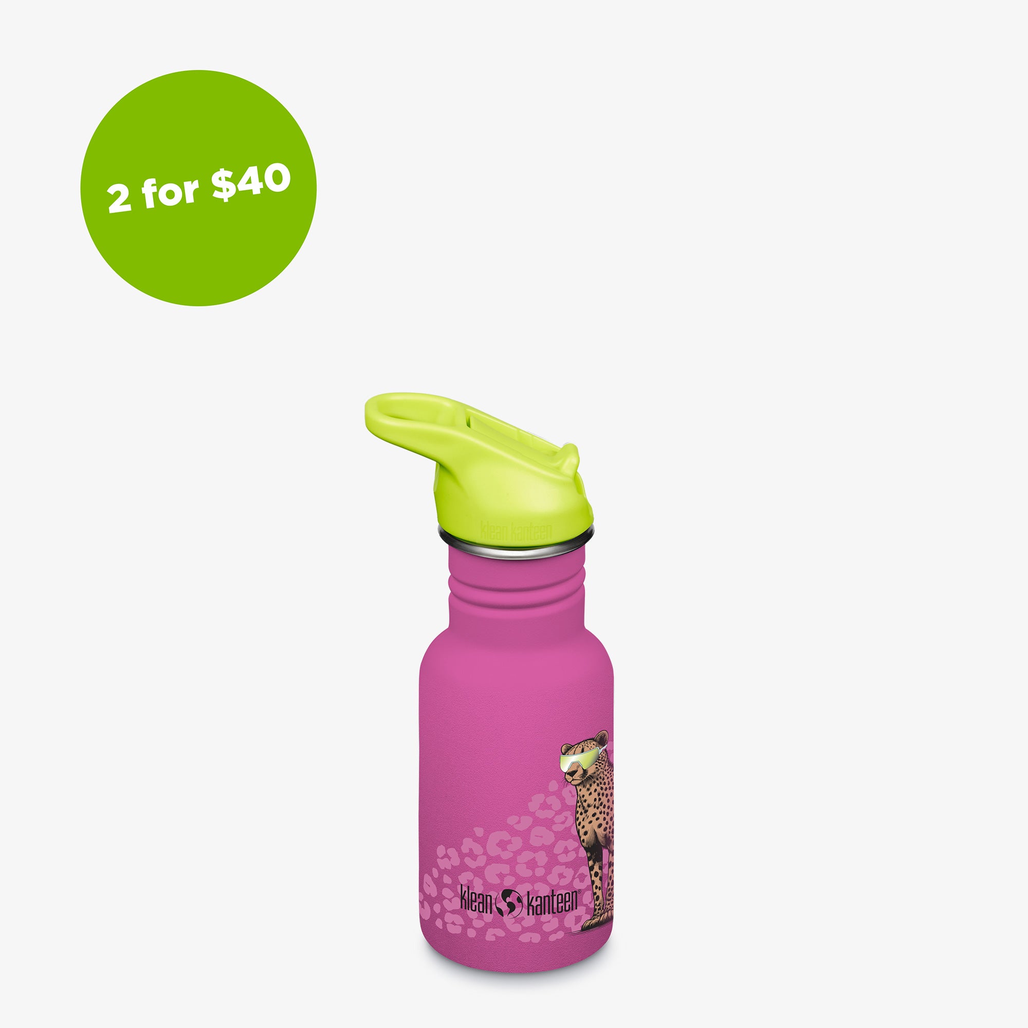 12oz (355ml) Classic Kid's Water Bottle with Flip Seal Sport Cap (Cool Cat)