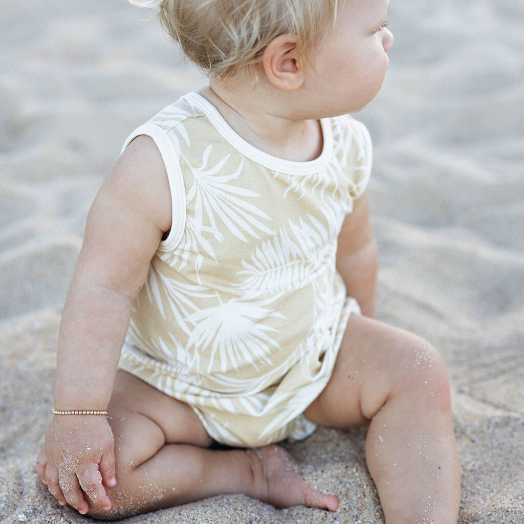 Hula Palm unisex bamboo baby palm leaves playsuit onesie