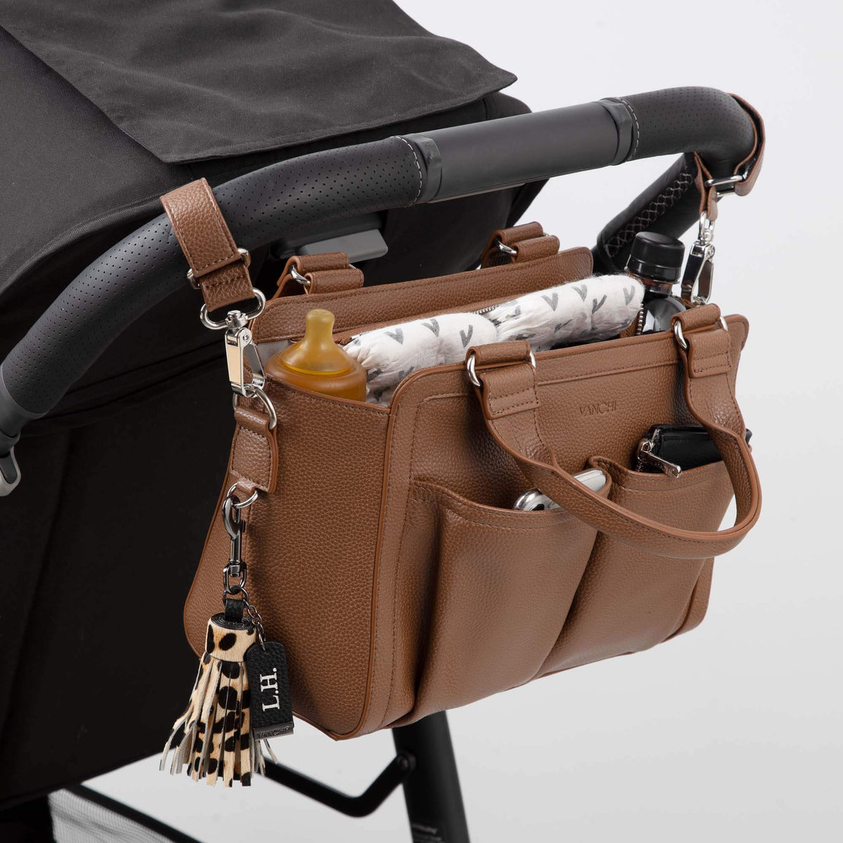 Amelia Pram Caddy - Pebbled Tan
