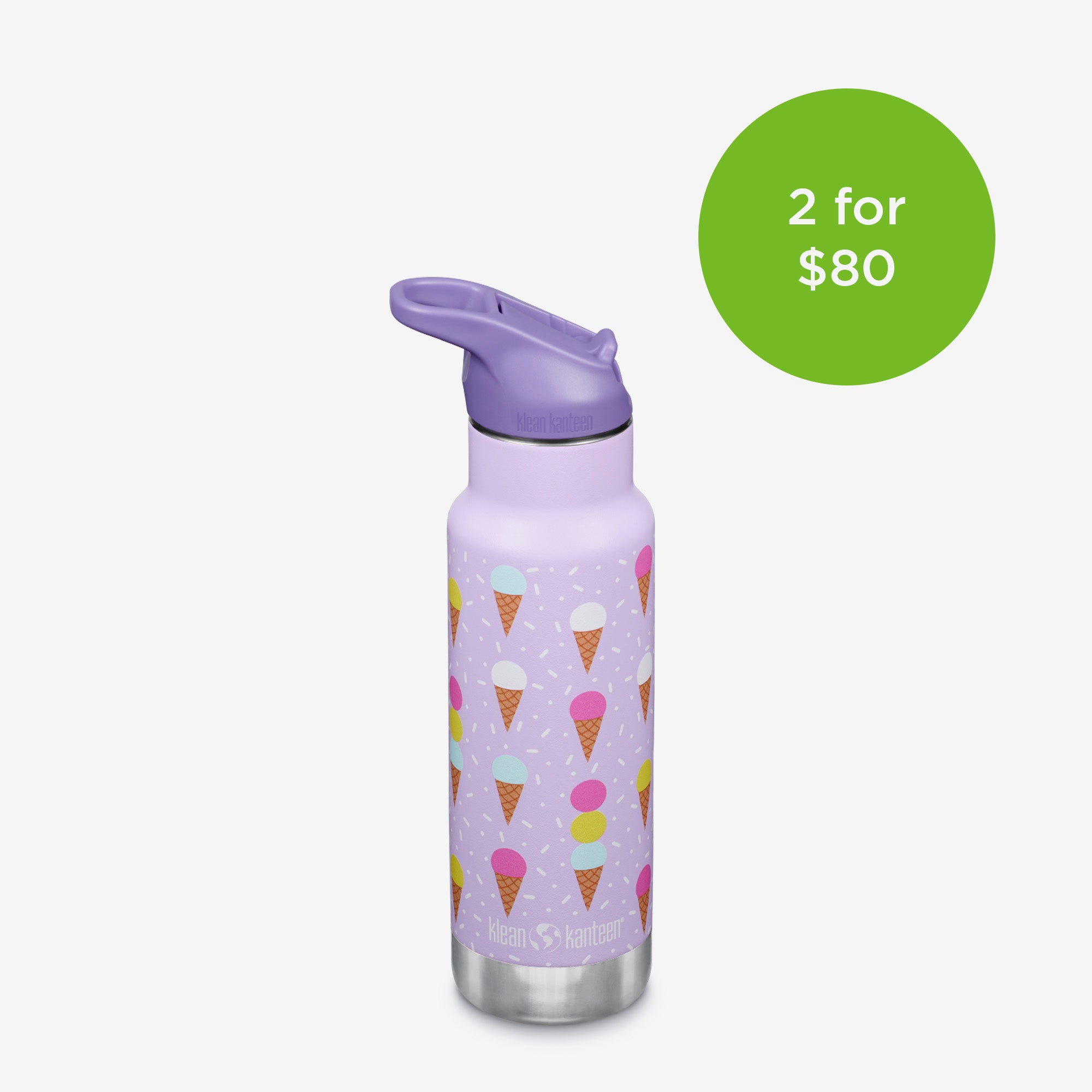12oz (355ml) Kid's Classic Insulated Water Bottle with Flip Seal Sport Cap (Ice Cream Purple)