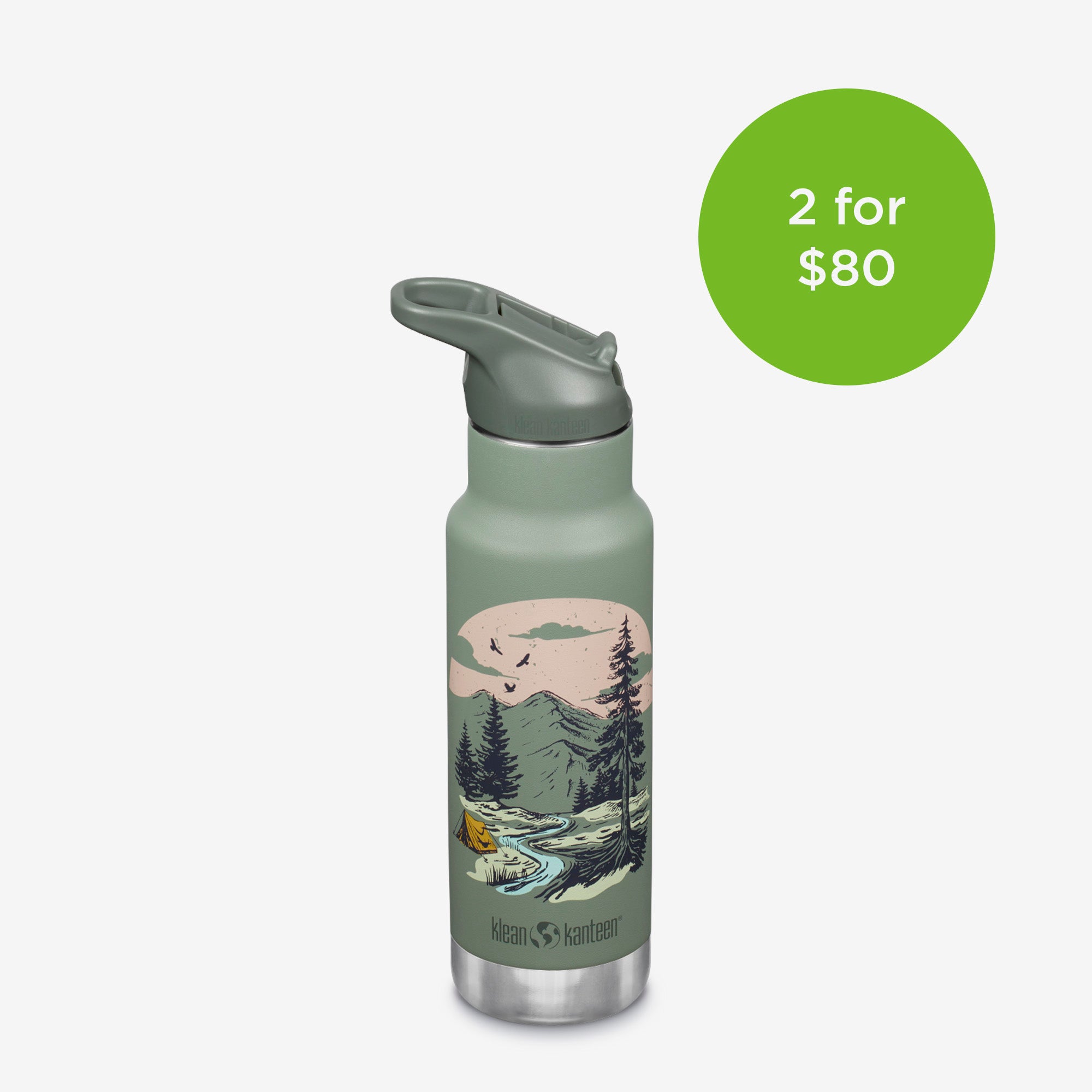 12oz (355ml) Kid's Classic Insulated Water Bottle with Flip Seal Sport Cap (Mountain Scape)