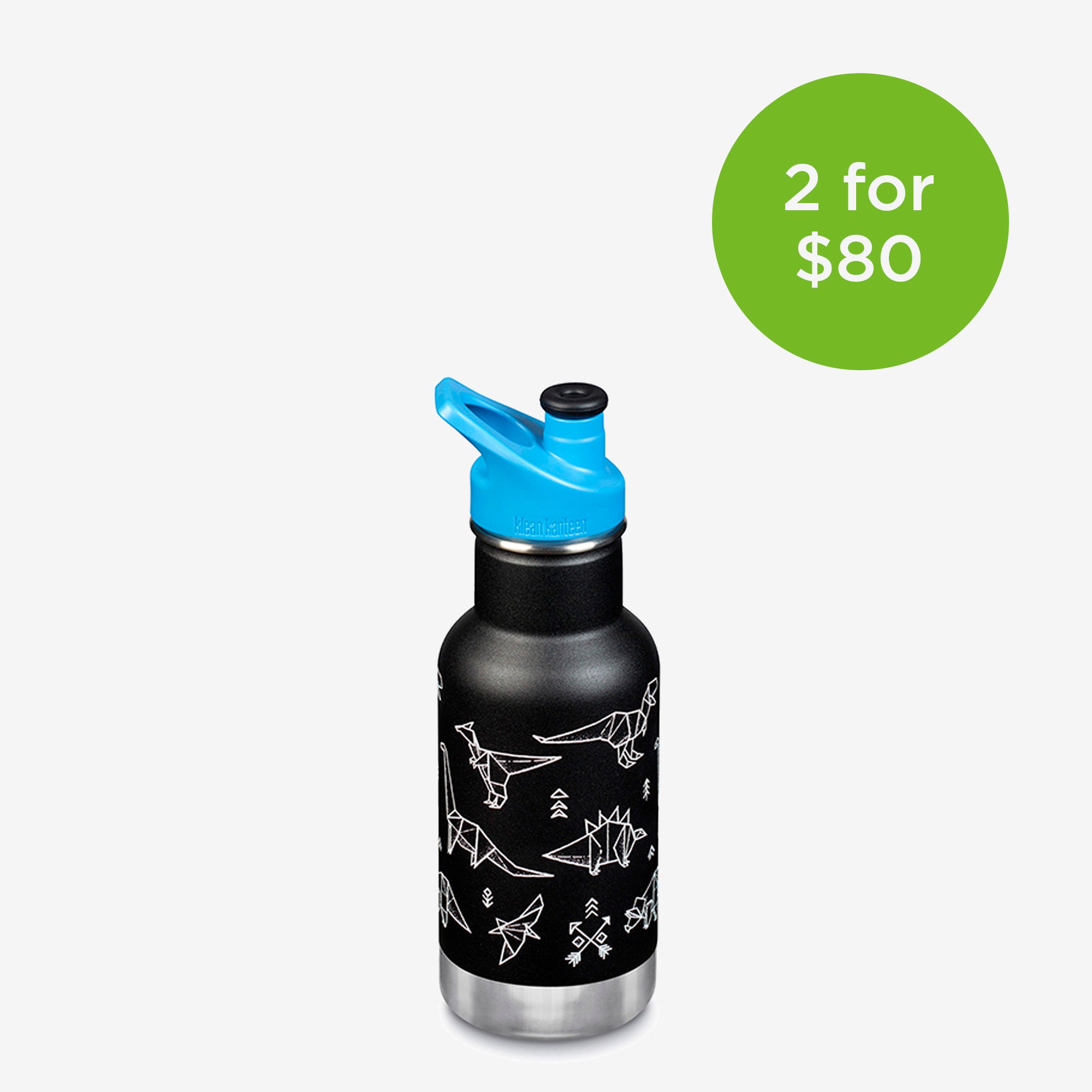 12oz (355ml) Kid's Classic Insulated Water Bottle with Sport Cap (Paper Dinos)