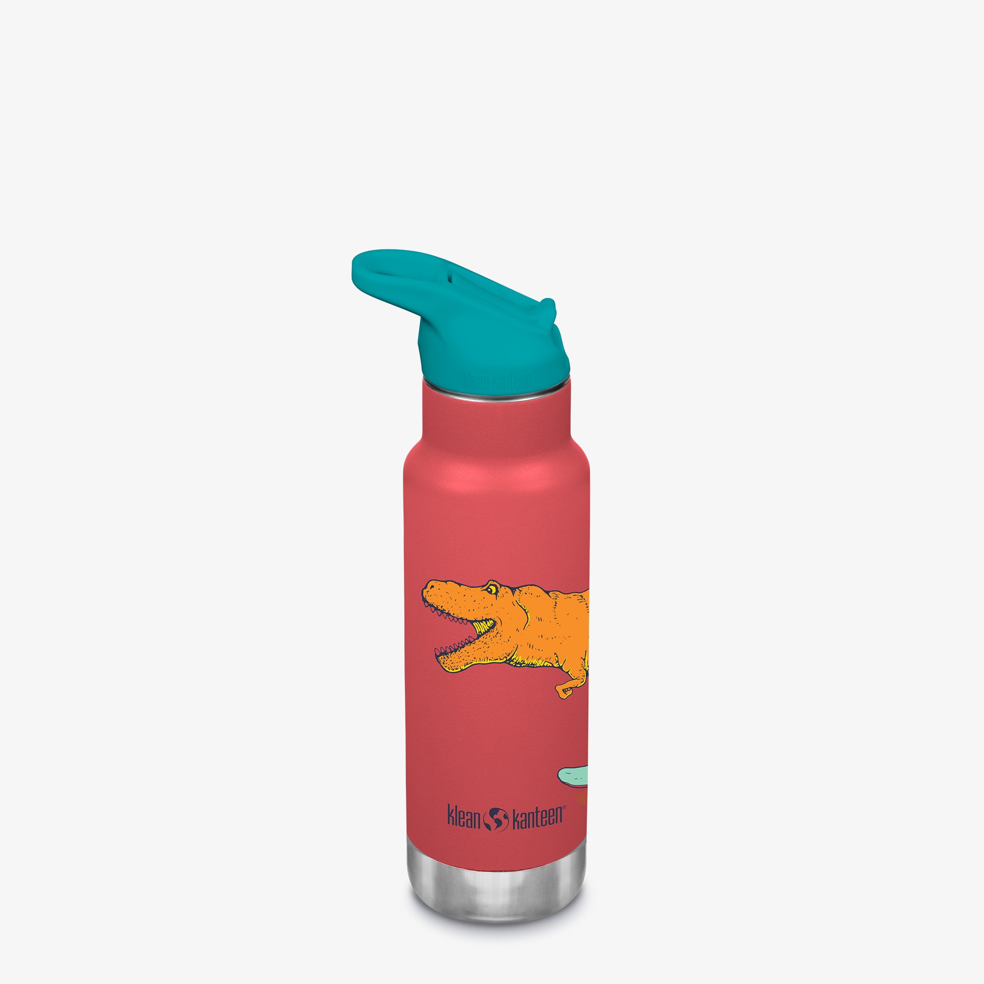 12oz (355ml) Kid's Classic Insulated Water Bottle with Flip Seal Sport Cap (Dino Skate Red)