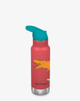 12oz (355ml) Kid's Classic Insulated Water Bottle with Flip Seal Sport Cap (Dino Skate Red)