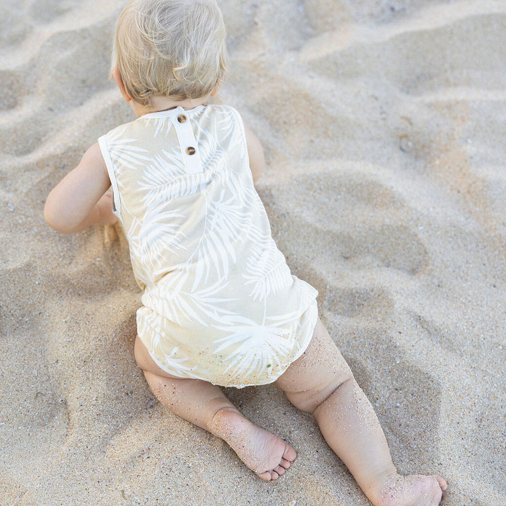Bamboo Baby playsuit palm leaves