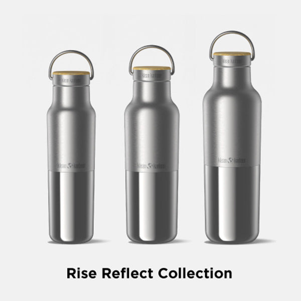 12oz (355ml) Rise Reflect Insulated Water Bottle with Bamboo Cap (Brushed Stainless)