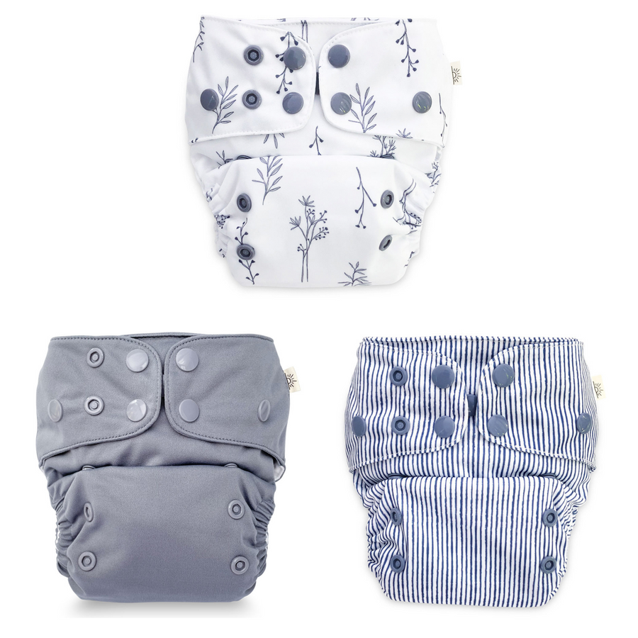 EcoNaps Reusable Eco Cloth Nappy 3 Pack - Vintage EcoNaps Modern Cloth Nappy Set - Folk